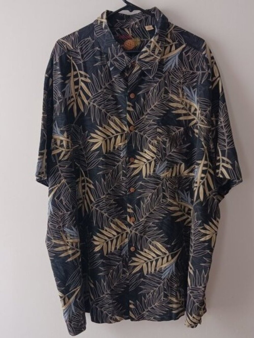 Mens Caribbean Pineapple Hawaiian Casual Shirt Tropical Ferns 3XL Silk/Cotton